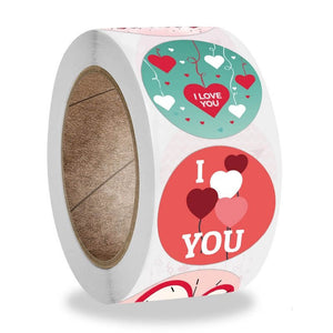 2.5cm Round Happy Valentine's Day I Love You Sticker 50 Pack - K59