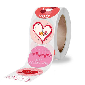 2.5cm Round Happy Valentine's Day I Love You Sticker 50 Pack - K59