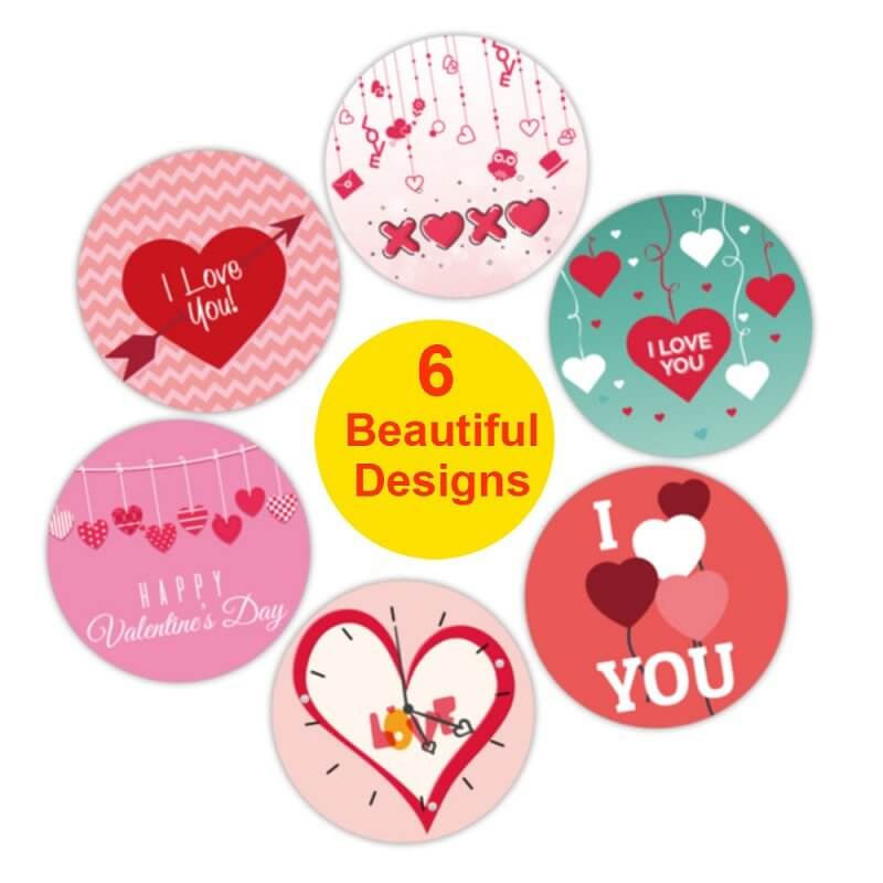 2.5cm Round Happy Valentine's Day I Love You Sticker 50 Pack - K59