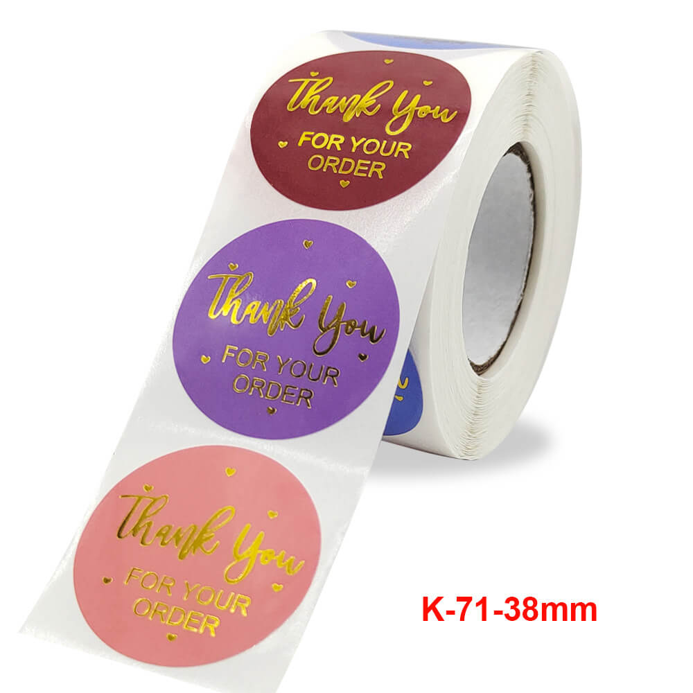 3.8cm Round Thank You For Your Order with Hearts Sticker 4 Design 50 Pack - K71-38