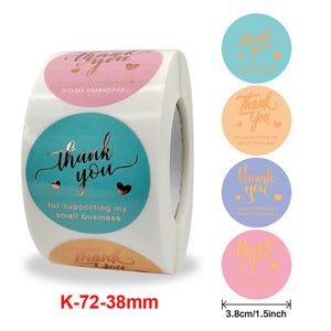 3.8cm Round Thank You For Supporting My Small Business Sticker 4 Design 50 Pack - K72-38