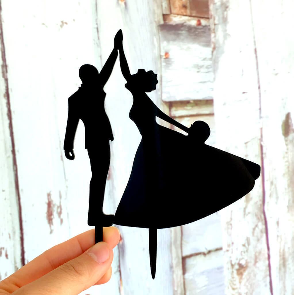 Silhouette Bride and Groom First Dance Wedding Cake Topper