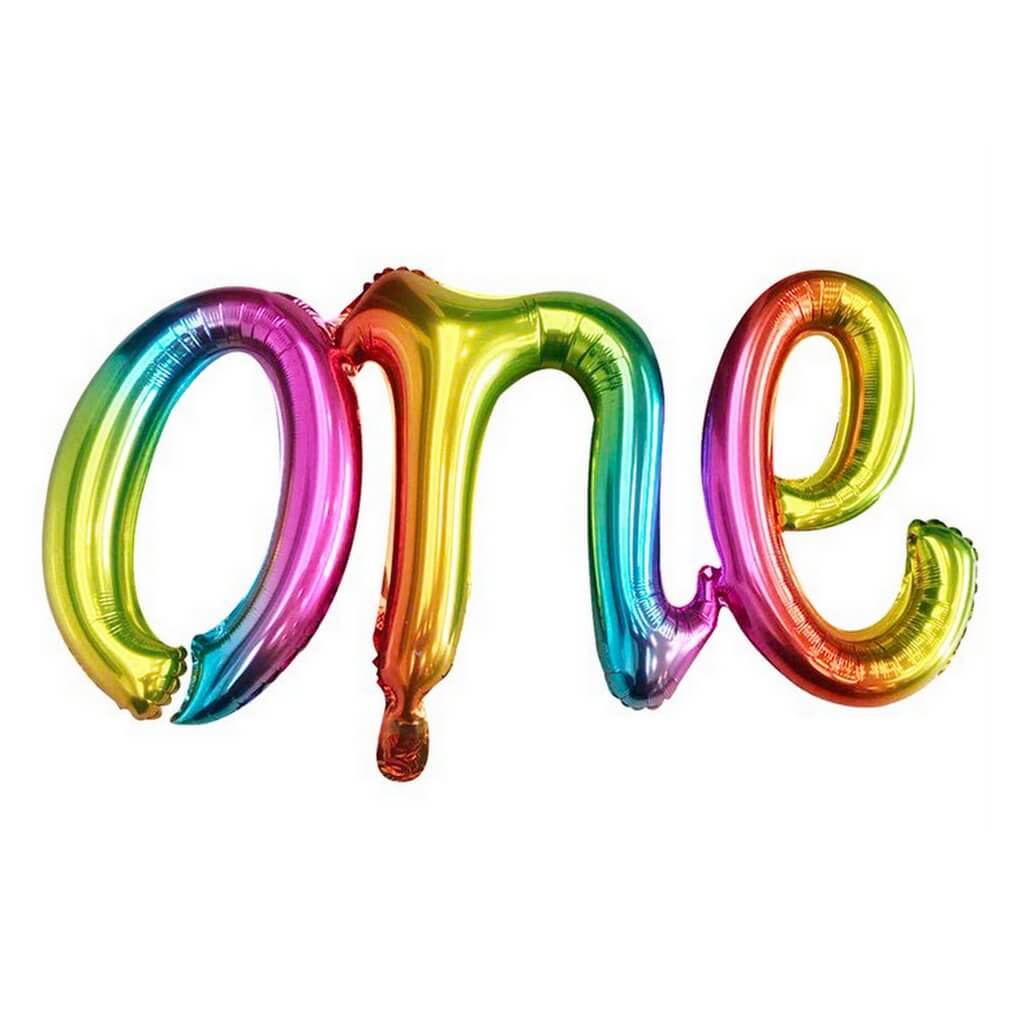 Rainbow Iridescent 'one' Script First Birthday Party Foil Balloon