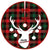 90cm Fabric Red & Green Checked Gingham Christmas Tree Skirt - White Moose Head