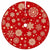 90cm Red Fabric Merry Christmas Tree Skirt - Gold Snowflakes