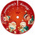 90cm Red Fabric Merry Christmas Tree Skirt - Laughing Reindeer, Santa, Snowman and Elf