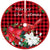 90cm Fabric Checked Gingham Christmas Tree Skirt - Poinsettias & Bird