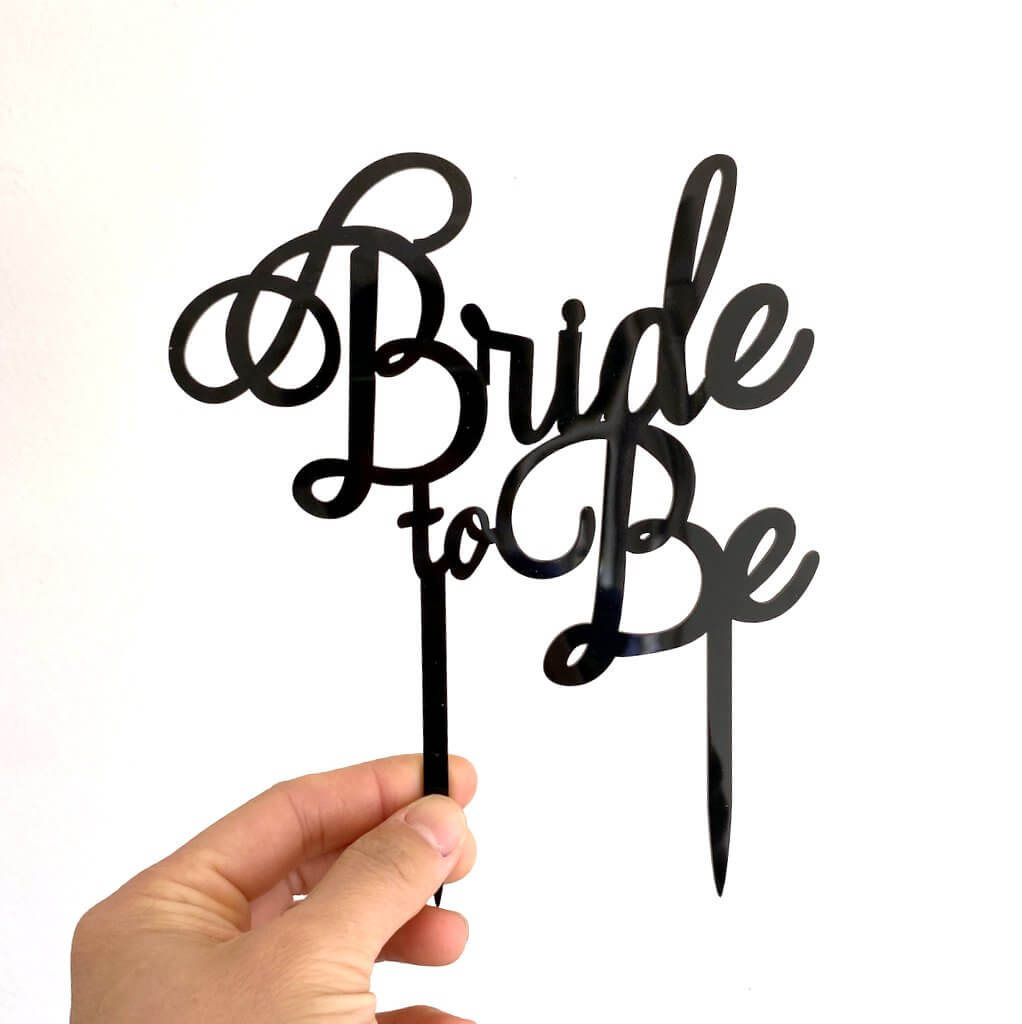 Acrylic Black 'Bride To Be' Wedding Hen Party Bridal Shower Cake Topper