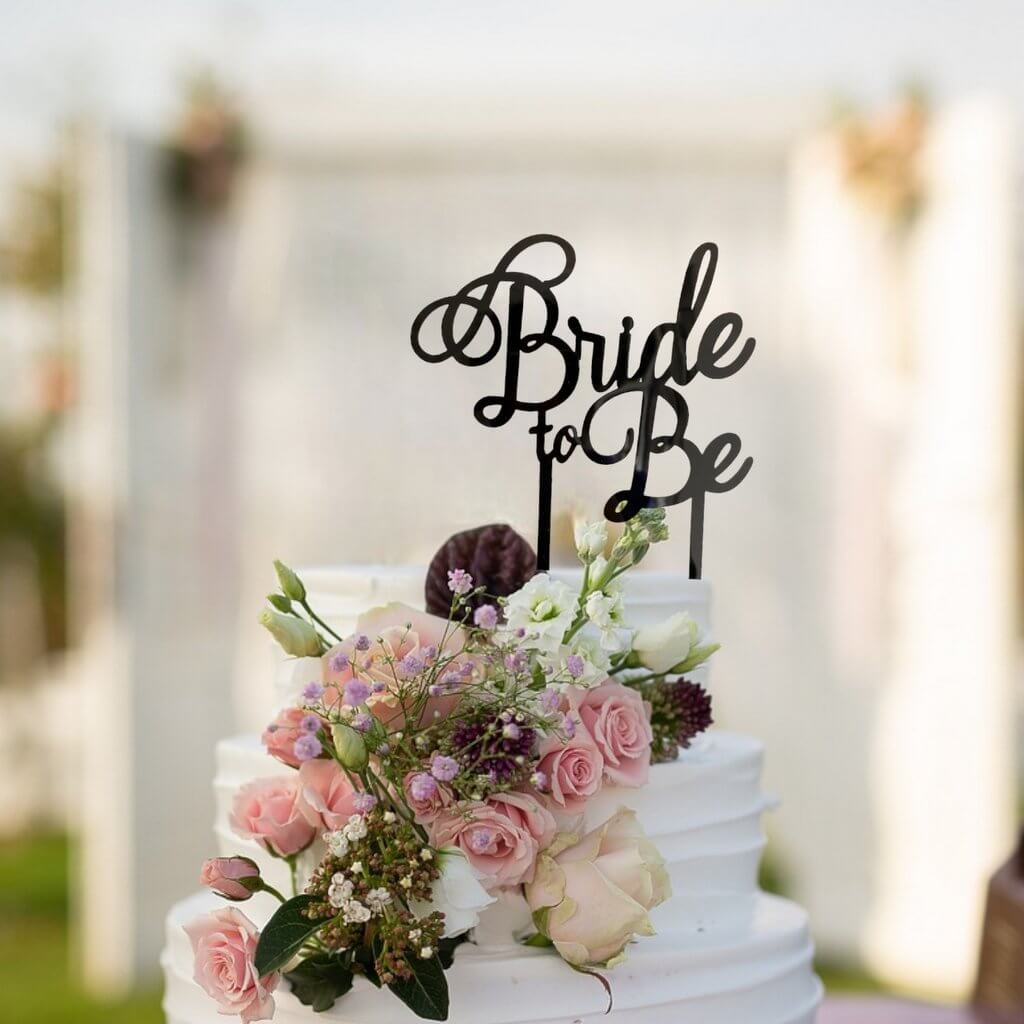 Acrylic Black 'Bride To Be' Wedding Hen Party Bridal Shower Cake Topper