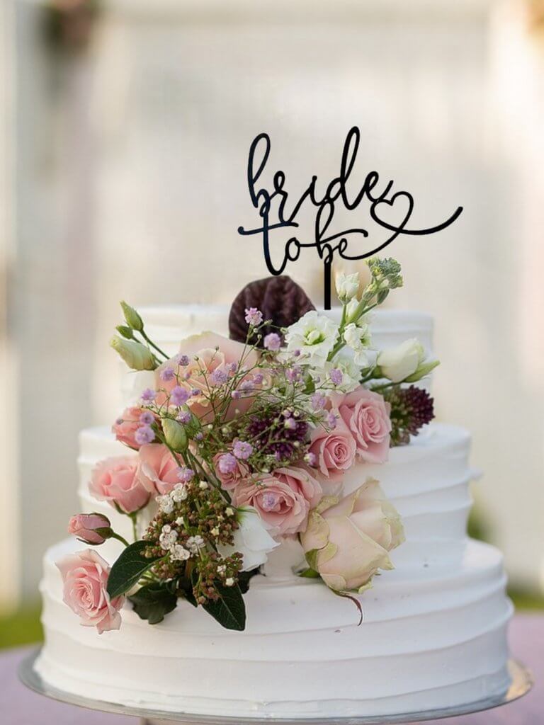 Online Party Supplies Acrylic Black 'Bride To Be' Heart Cake Topper