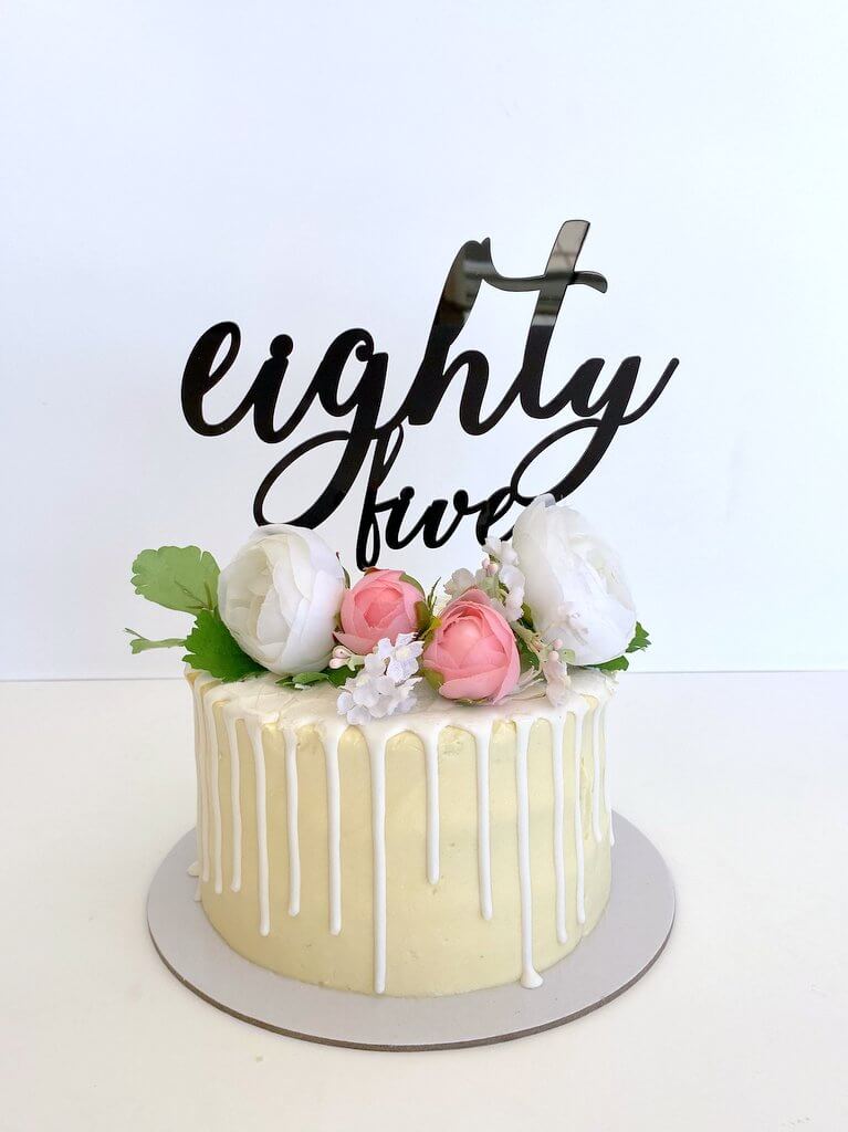 Acrylic Black 'eighty five' Birthday Cake Topper