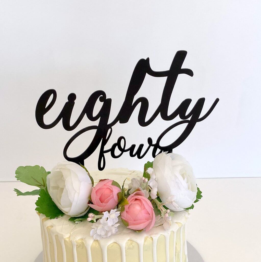 Acrylic Black 'eighty four' Birthday Cake Topper