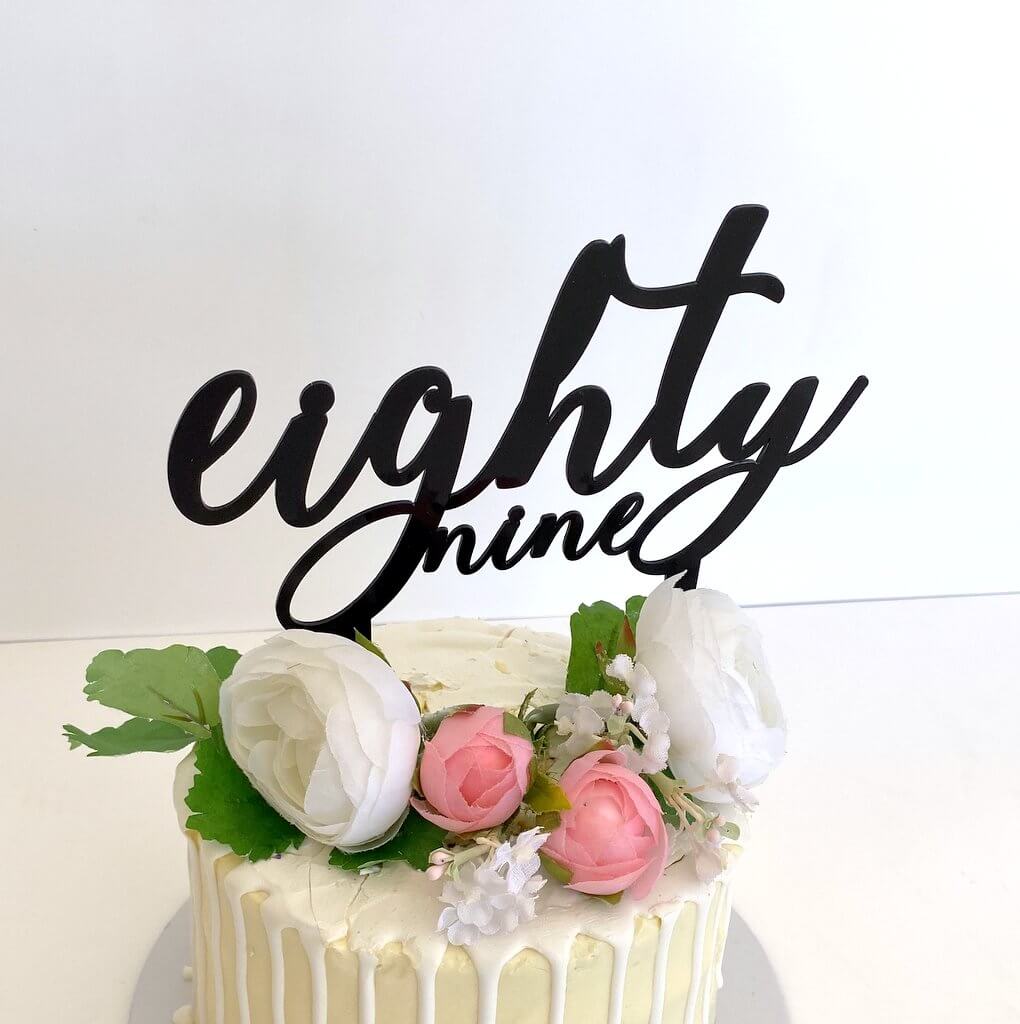 Acrylic Black 'eighty nine' Birthday Cake Topper