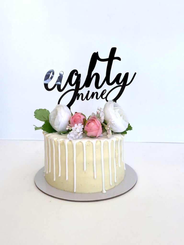 Acrylic Black 'eighty nine' Birthday Cake Topper