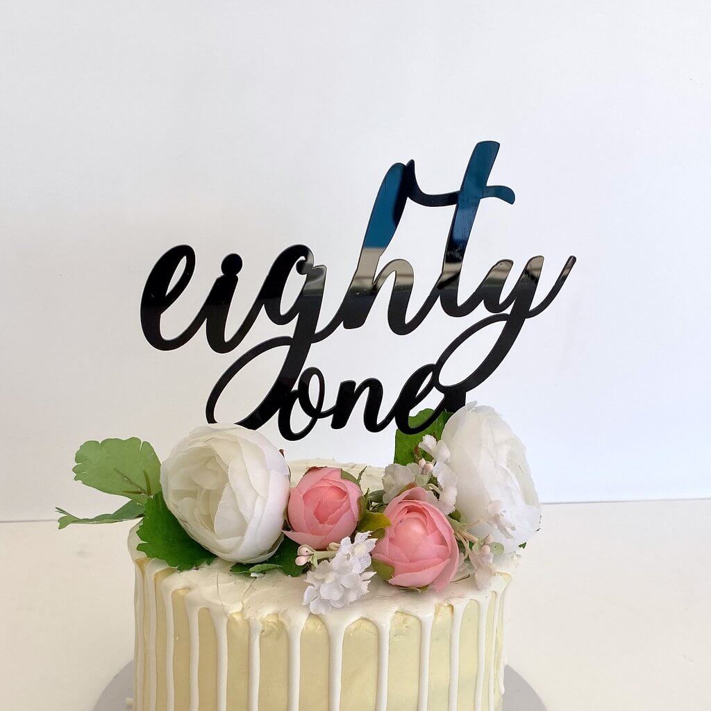 Acrylic Black 'eighty one' Birthday Cake Topper