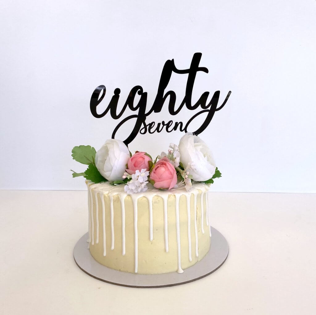 Acrylic Black 'eighty seven' Birthday Cake Topper