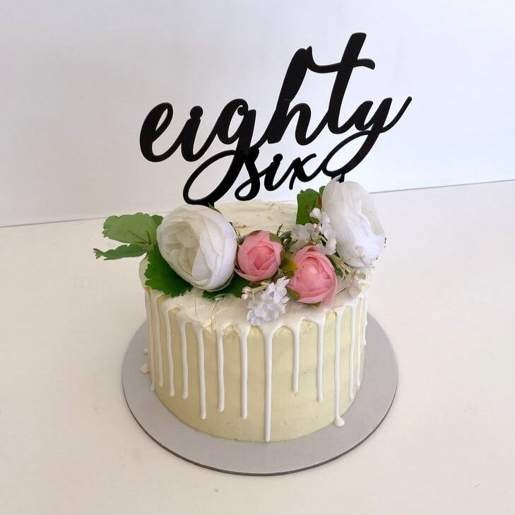 Acrylic Black 'eighty six' Birthday Cake Topper