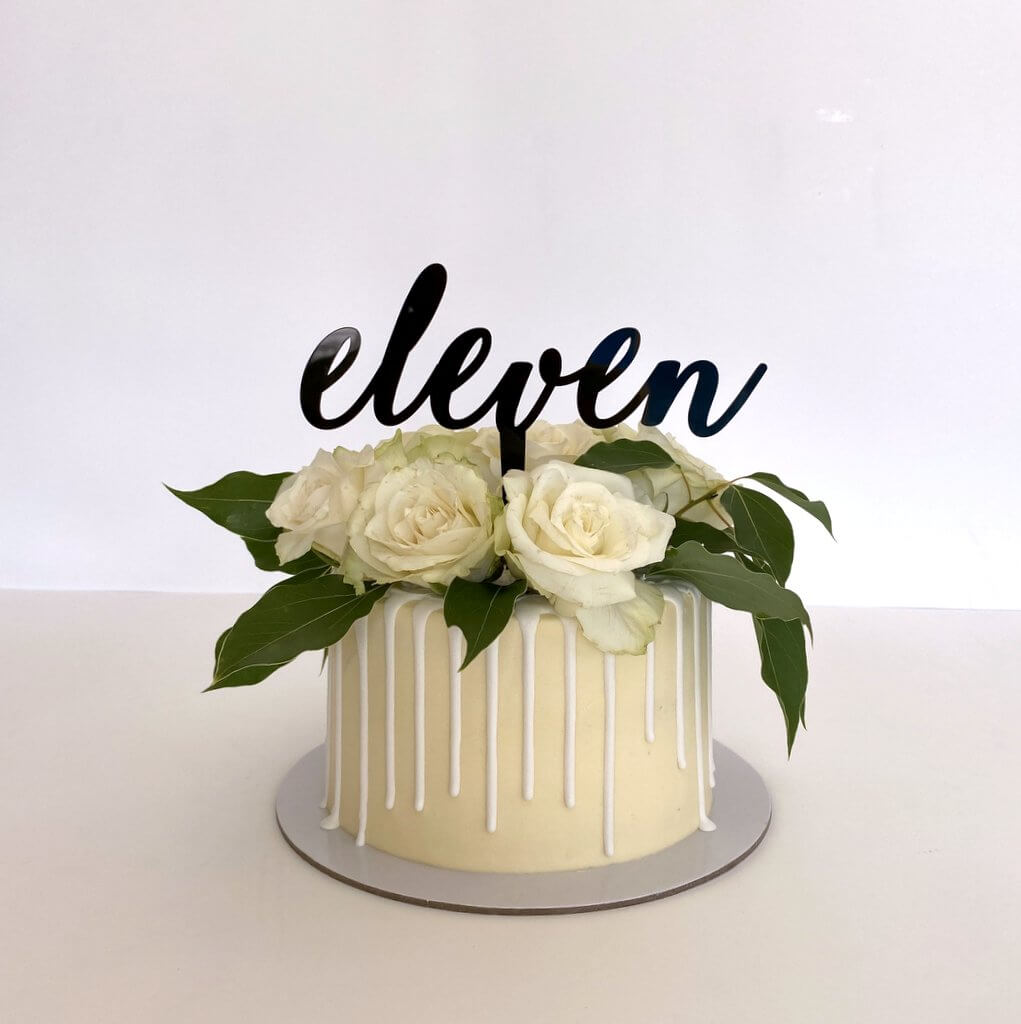 Acrylic Black 'eleven' birthday Cake Topper