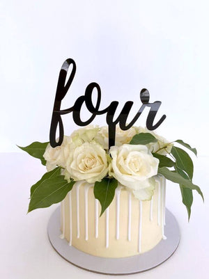 Acrylic Black 'Four' Birthday Cake Topper