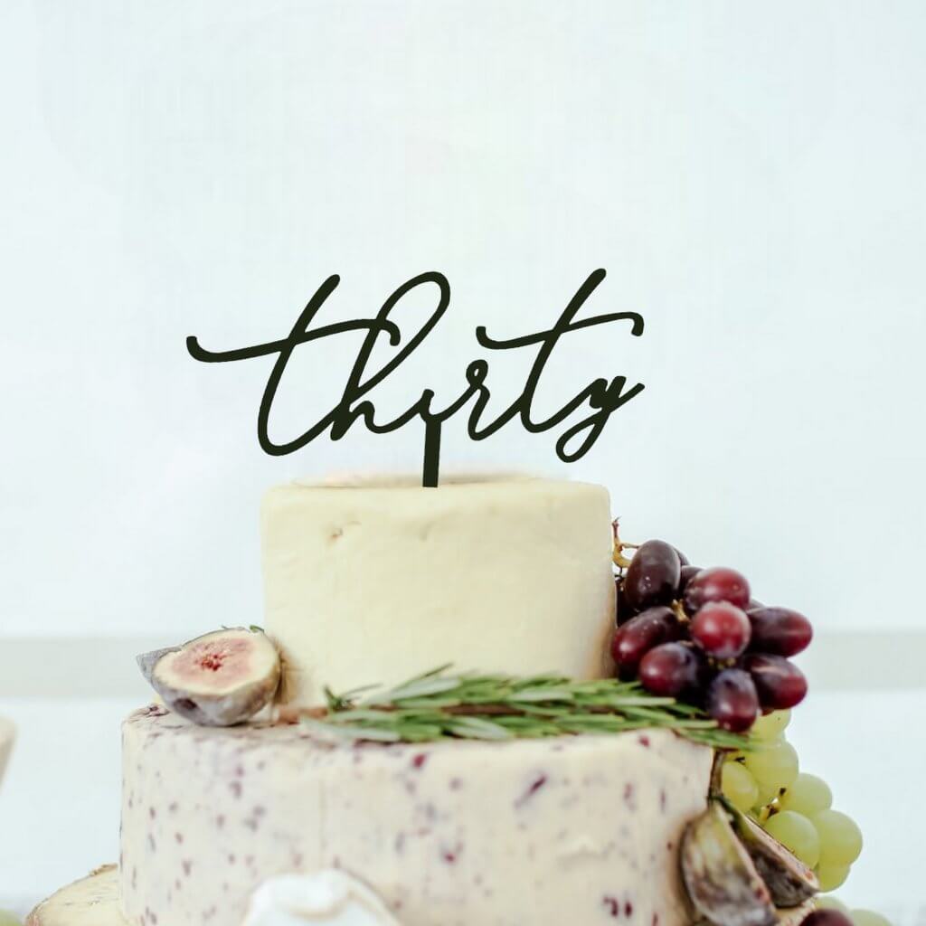 Black Acrylic 'Thirty' Cake Topper