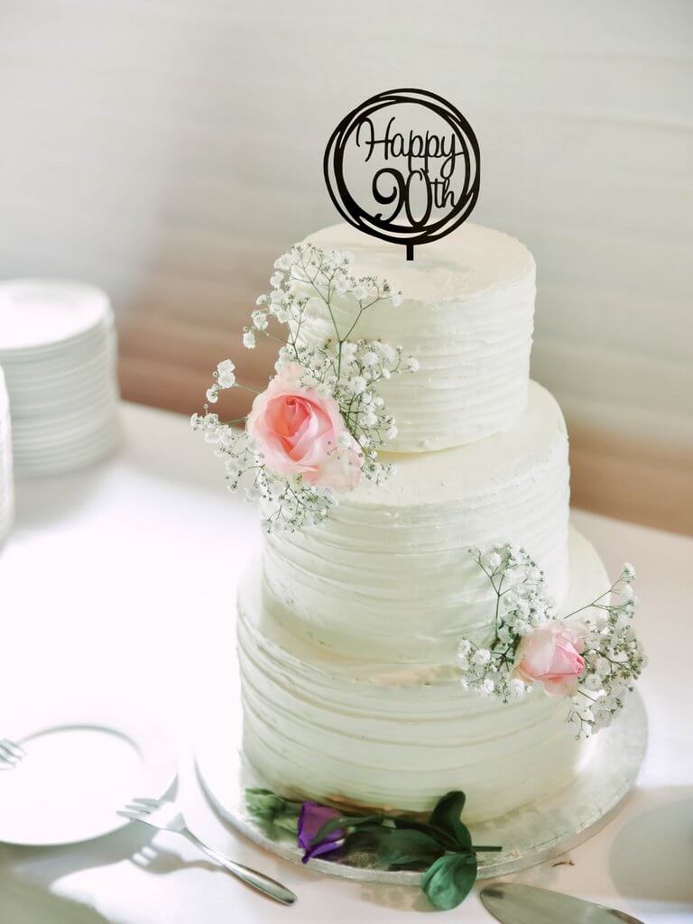 Online Party Supplies Australia Acrylic Black Mirror Geometric Circle Happy 90th Cake Topper