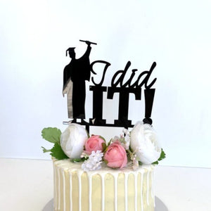 Acrylic Black I Did It Graduation Cake Topper