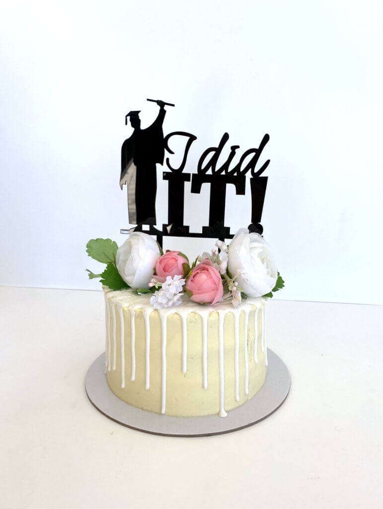 Black Acrylic I Did It Graduation Cake Topper - Online Party ...