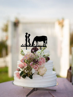 acrylic black silhouette mr mrs bride groom with a horse wedding bridal cake topper