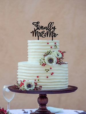Online Party Supplies Australia acrylic black finally mr & mr lgbt gay wedding cake topper