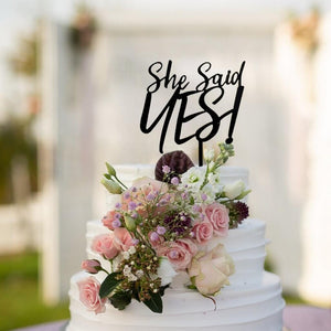 Online Party Supplies Australia Acrylic Black She Said YES! Bridal Cake Topper