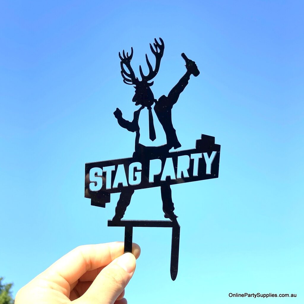 Online Party Supplies Australia acrylic black stag party deer wedding bachelor cake topper