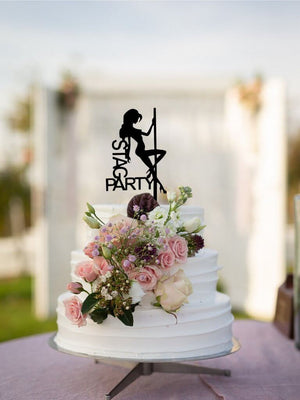 Black Acrylic Silhouette Sexy Dancer Stag Party Cake Topper