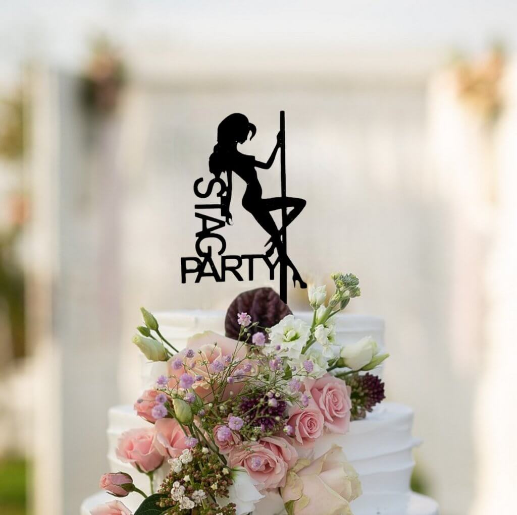 Black Acrylic Silhouette Sexy Dancer Stag Party Cake Topper
