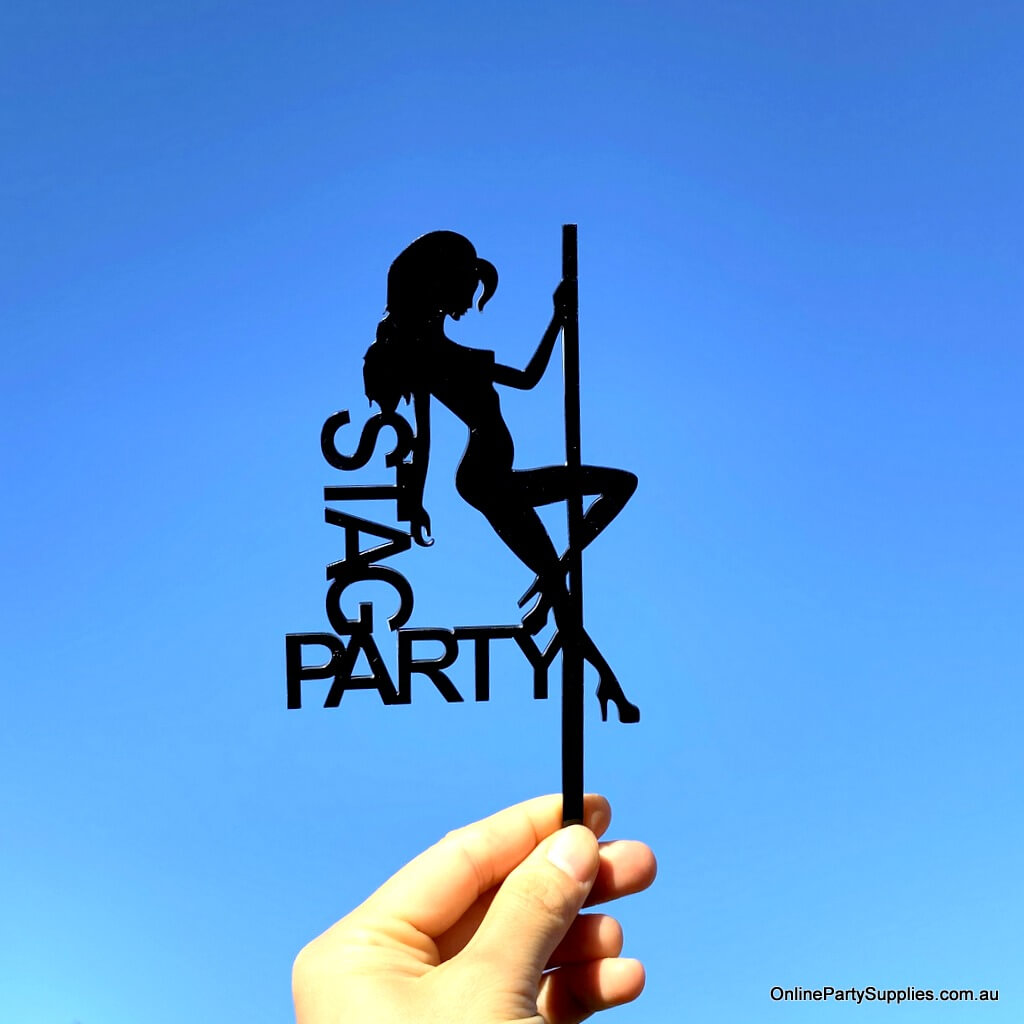 Black Acrylic Silhouette Sexy Dancer Stag Party Cake Topper