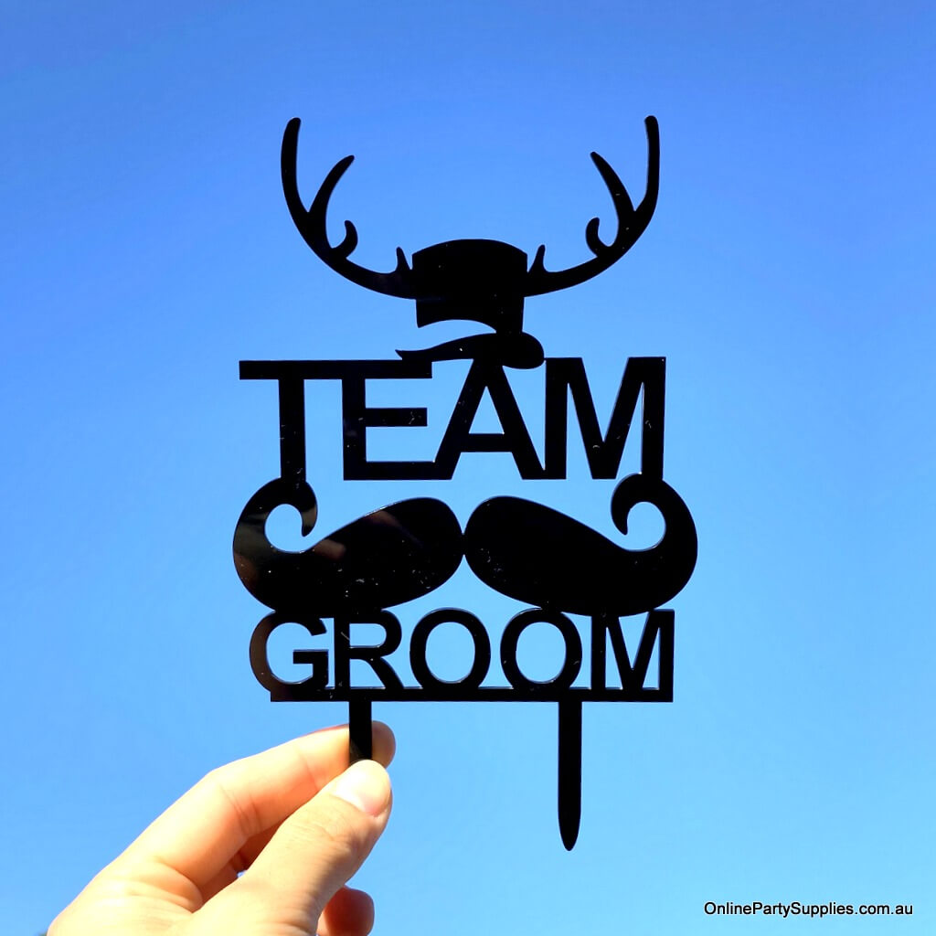online party supplies australia black acrylic team groom stag do bachelor party cake topper