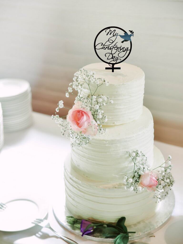 Acrylic Black My Christening Day Dove Cake Topper - Christening / Baptism / Baby Shower Cake Decorations