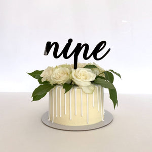 Acrylic Black 'nine' birthday Cake Topper