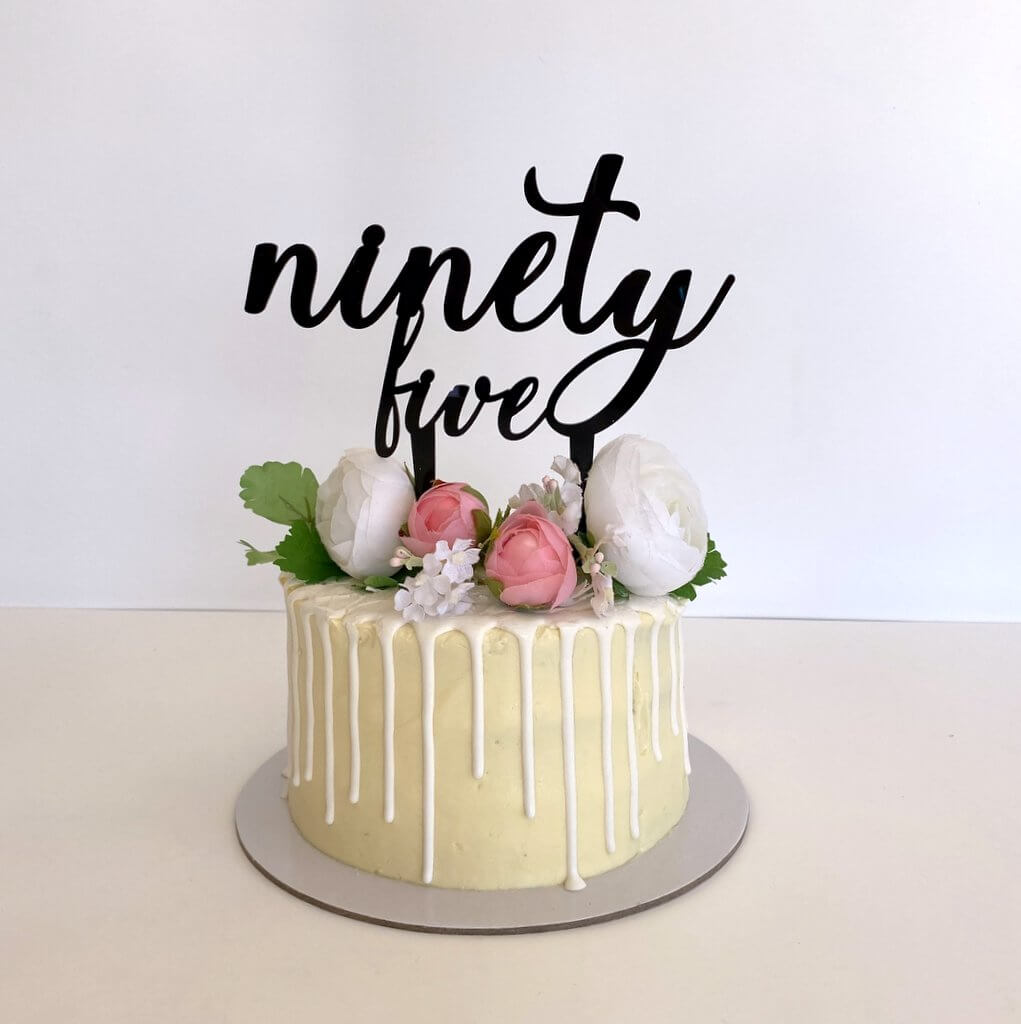 Acrylic Black 'ninety five' Birthday Cake Topper