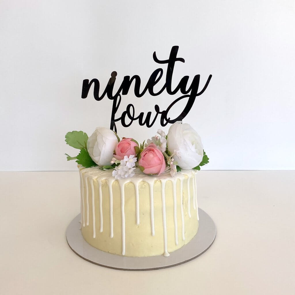 Acrylic Black 'ninety four' Birthday Cake Topper