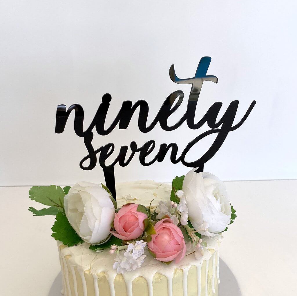 Acrylic Black 'ninety seven' Birthday Cake Topper