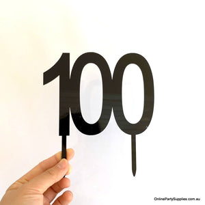 Acrylic Black Number 100 Cake Topper