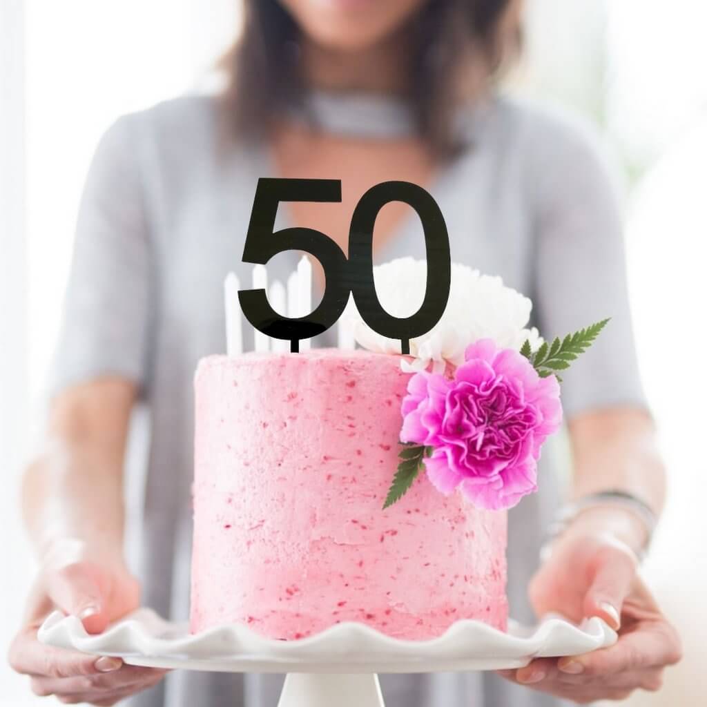 Online Party Supplies Australia Acrylic Black number 50 birthday wedding anniversary Cake Topper