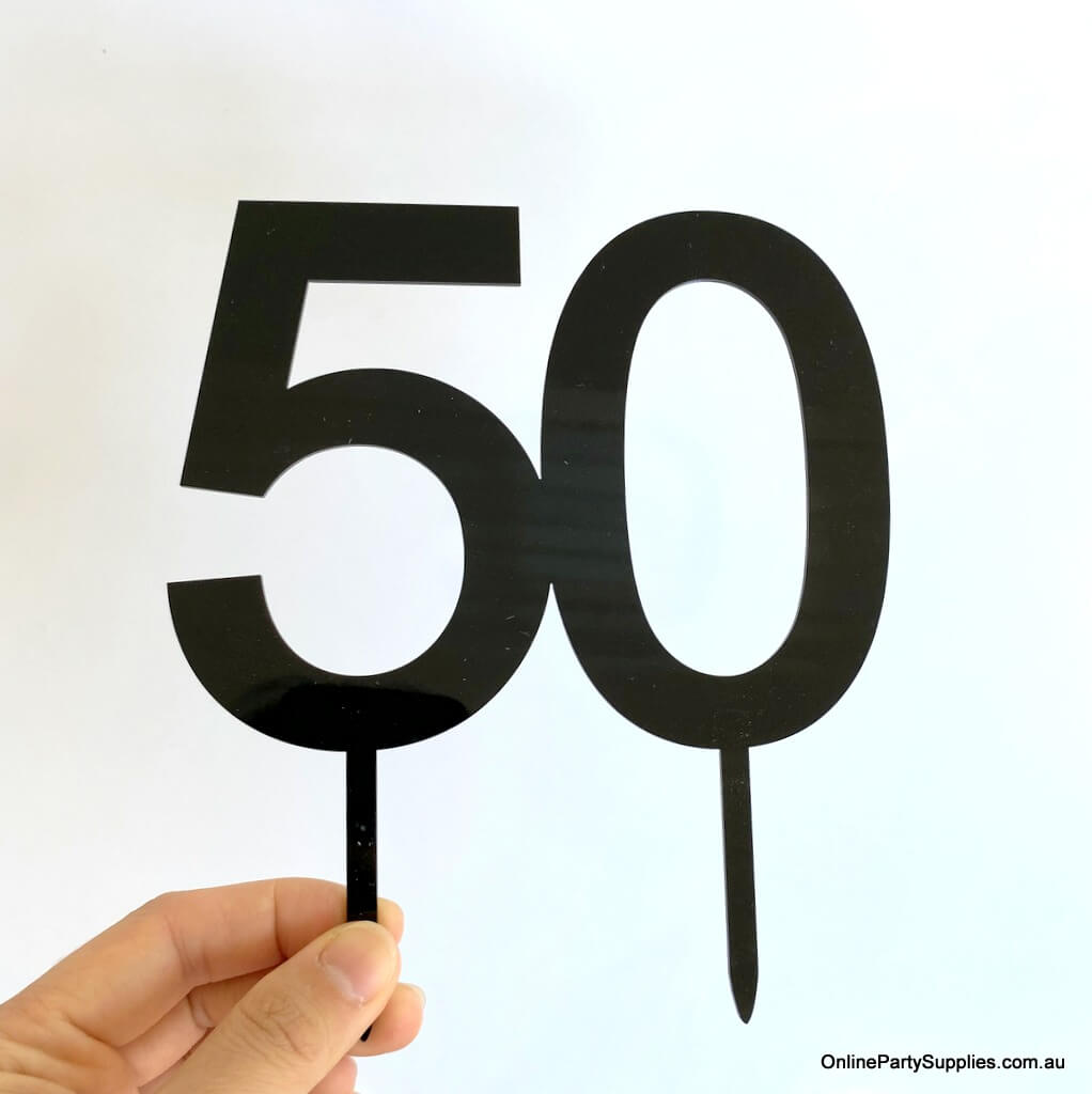 Online Party Supplies Australia Acrylic Black number 50 birthday wedding anniversary Cake Topper