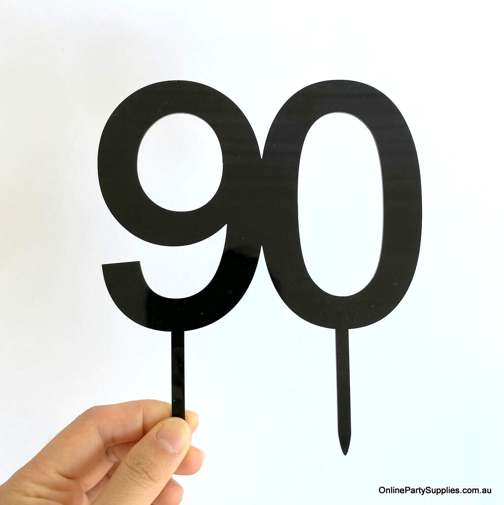 Online Party Supplies Australia Acrylic Black number 90  birthday wedding Cake Topper