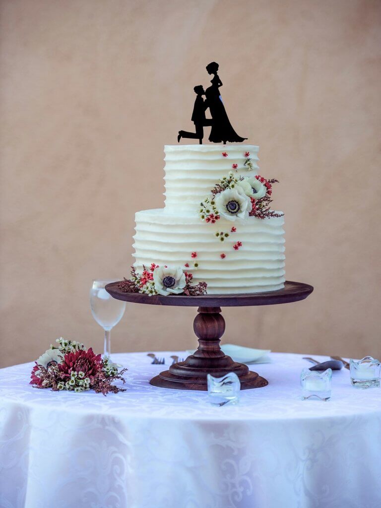 Silhouette Groom Kissing Pregnant Bride Cake Topper