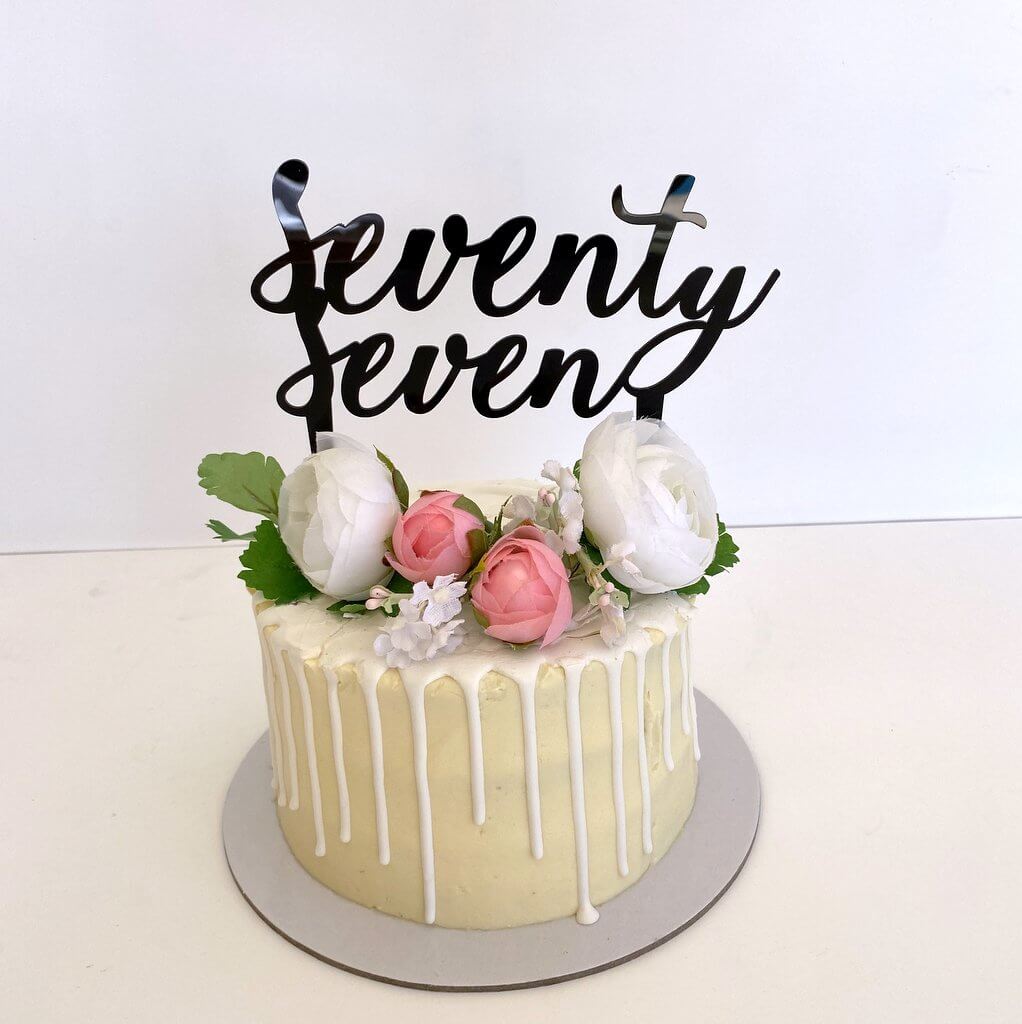 Acrylic Black 'seventy seven' Birthday Cake Topper
