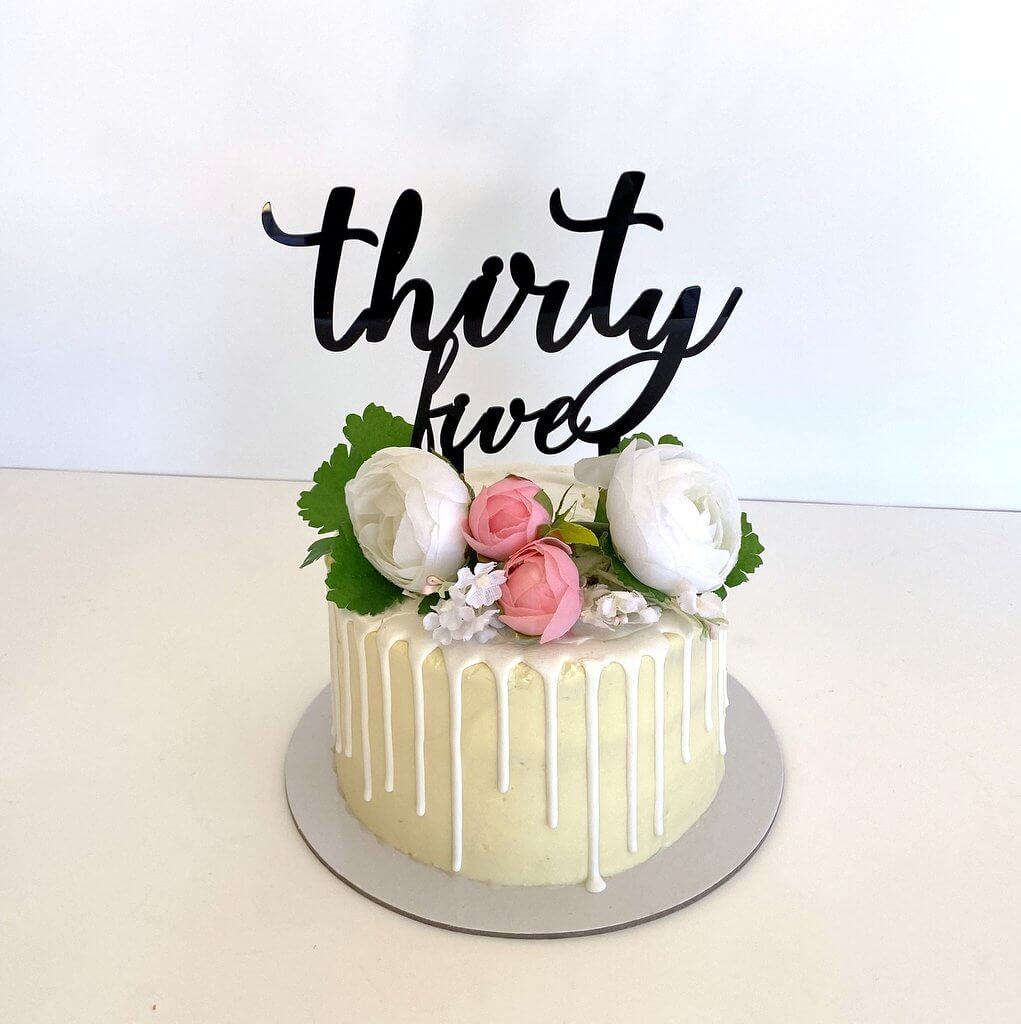 Acrylic Black 'thirty five' Birthday Cake Topper