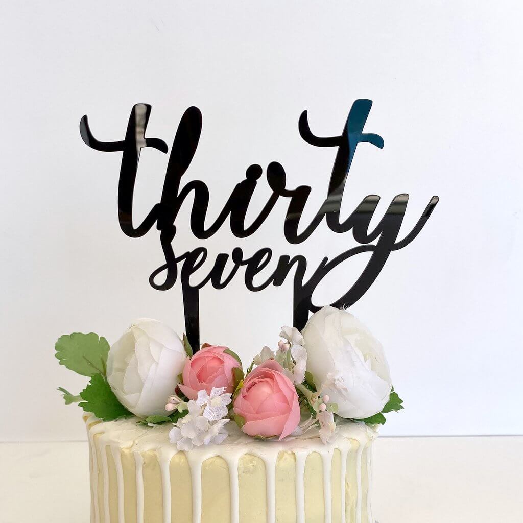 Acrylic Black 'thirty seven' Birthday Cake Topper