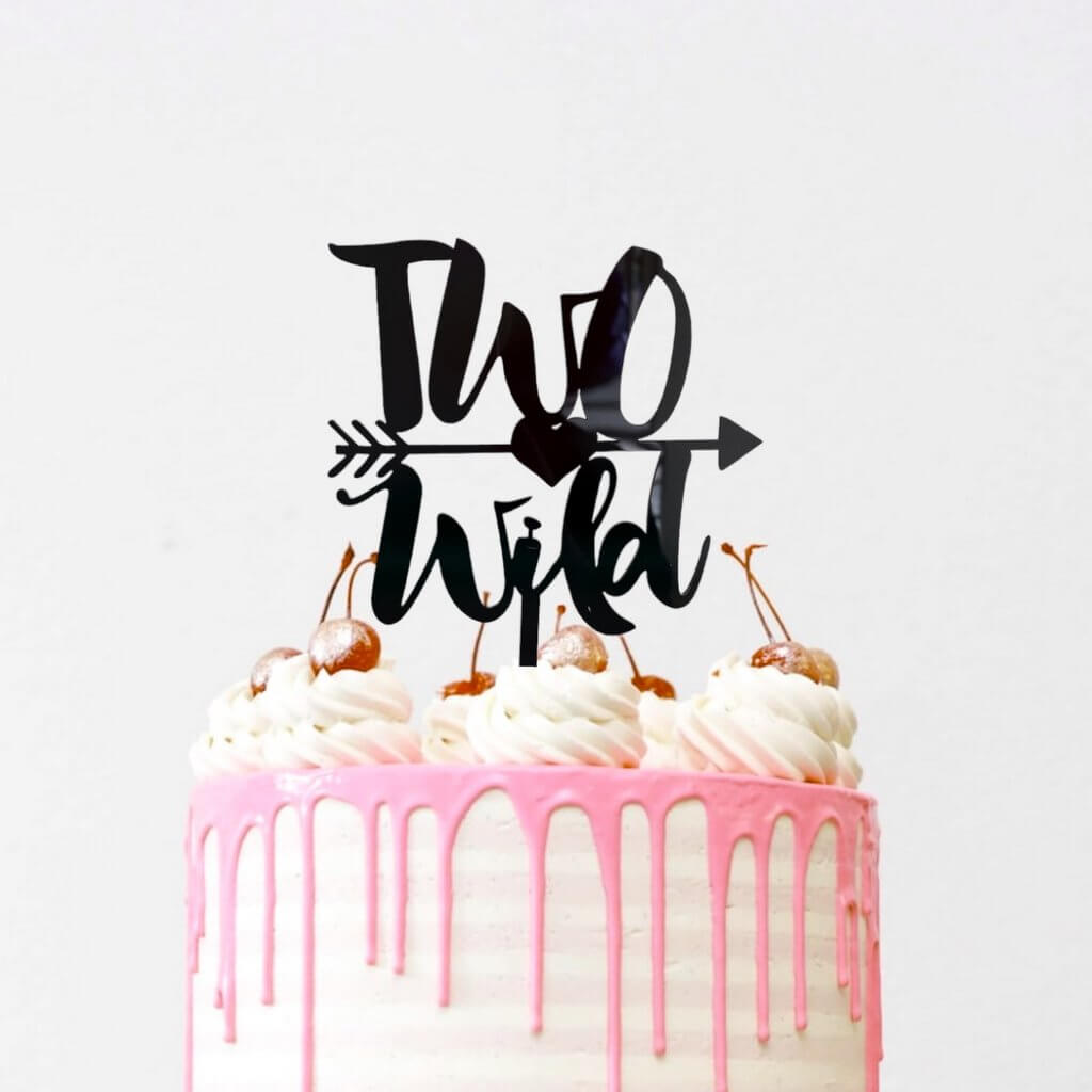 Acrylic Black Two Wild Arrow Birthday Cake Topper second 2nd birthday cake decorations