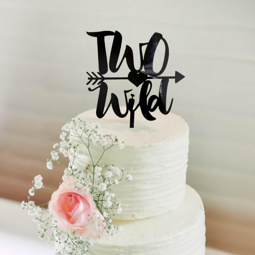 Acrylic Black Two Wild Arrow Birthday Cake Topper second 2nd birthday cake decorations